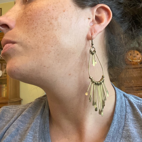 Vintage gold bohemian earrings - Picture 7 of 12